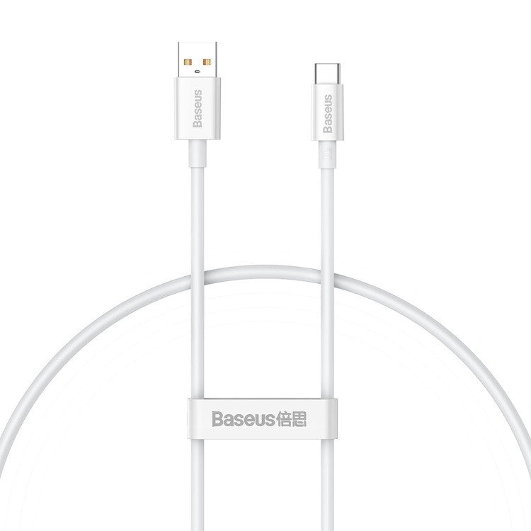 USB töltő- és adatkábel, USB Type-C, 25 cm, 6000mA, 100W, törésgátlóval, gyorstöltés, PD, QC, Baseus Superior, P10320102214-00, fehér – USB-C kábel a Baseus kínálatából | Domshop