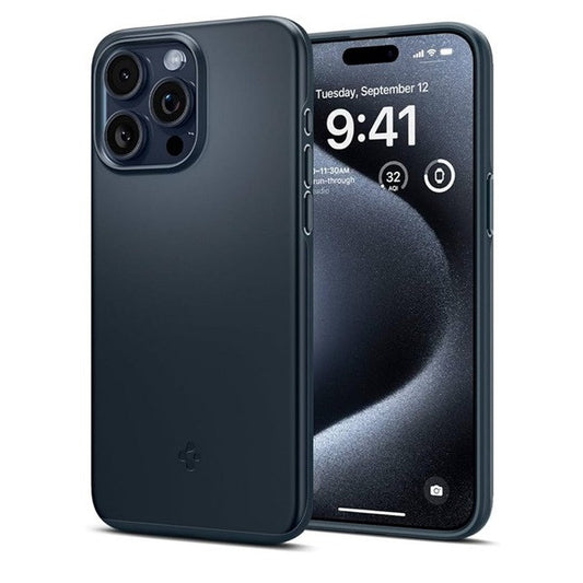 Apple iPhone 15 Pro Max, Műanyag hátlap védőtok, Spigen Thin Fit, sötétkék – iPhone 15 Pro Max tok a Spigen kínálatából | Domshop