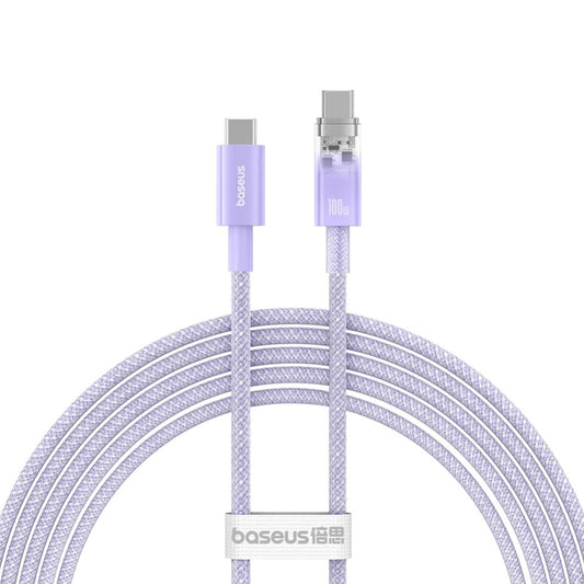 USB Type-C töltő- és adatkábel, USB Type-C, 200 cm, 6000 mA, 100W, gyorstöltés, PD, cipőfűző minta, Baseus Explorer, lila – USB-C kábel a Baseus kínálatából | Domshop