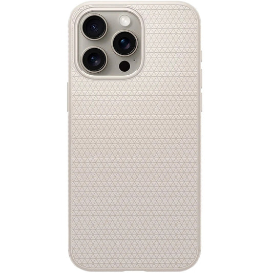 Apple iPhone 15 Pro Max, Szilikon tok, Spigen Liquid Air, háromszög minta, bézs – iPhone 15 Pro Max tok a Spigen kínálatából | Domshop