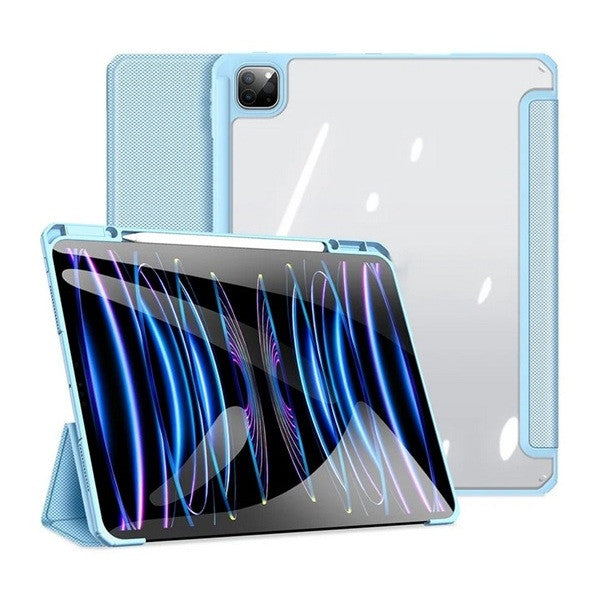Apple iPad Pro 13 (2024), mappa tok, Smart Case, légpárnás sarok, közepesen ütésálló, érintőceruza tartó, átlátszó hátlap, Dux Ducis Toby, kék – iPad Pro 13" (2024) tok a Dux Ducis kínálatából | Domshop