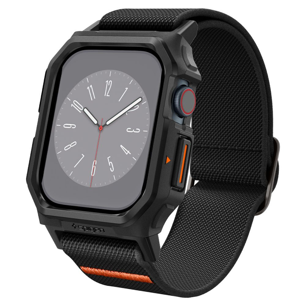 Apple Watch 10 (42 mm), textíl pótszíj, szilikon keret, közepesen ütésálló, Spigen Lite Fite Pro, fekete – Apple Watch Szövet Szíjak a Spigen kínálatából | Domshop