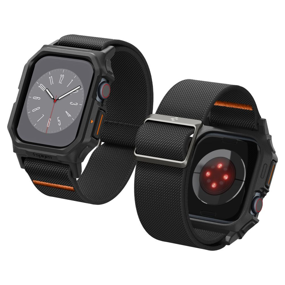 Apple Watch 10 (42 mm), textíl pótszíj, szilikon keret, közepesen ütésálló, Spigen Lite Fite Pro, fekete – Apple Watch Szövet Szíjak a Spigen kínálatából | Domshop