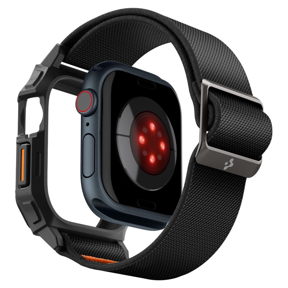 Apple Watch 10 (42 mm), textíl pótszíj, szilikon keret, közepesen ütésálló, Spigen Lite Fite Pro, fekete – Apple Watch Szövet Szíjak a Spigen kínálatából | Domshop