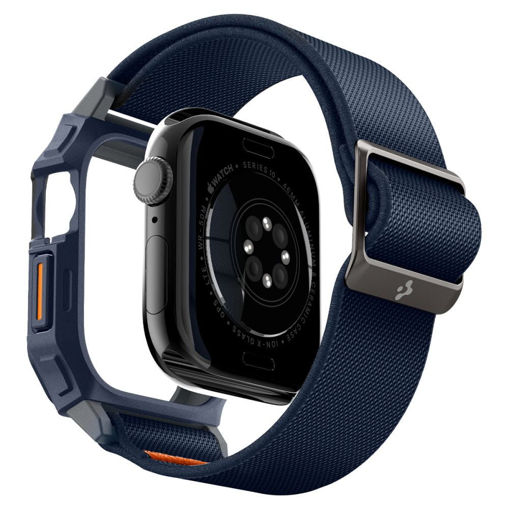 Apple Watch 10 (46 mm), textíl pótszíj, szilikon keret, közepesen ütésálló, Spigen Lite Fite Pro, sötétkék – Apple Watch Szövet Szíjak a Spigen kínálatából | Domshop