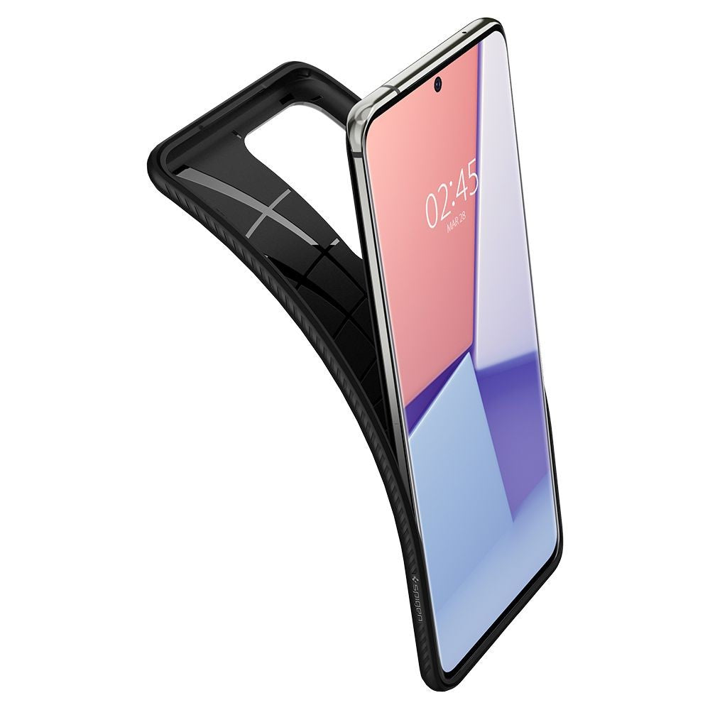 Apple iPhone 12 / 12 Pro, Szilikon tok, Spigen Liquid Air, háromszög minta, fekete – iPhone 12/12 Pro tok a Spigen kínálatából | Domshop