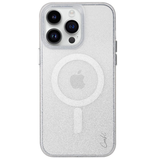 Apple iPhone 14 Pro, Szilikon tok, Magsafe töltővel kompatibilis, csillogó, Uniq Coehl Lumino, átlátszó/ezüst – iPhone 14 Pro tok a Uniq kínálatából | Domshop