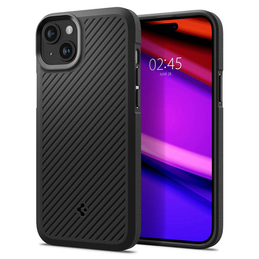 Apple iPhone 15 Plus, Szilikon tok, Spigen Core Armor, csíkos minta, fekete – iPhone 15 Plus tok a Spigen kínálatából | Domshop