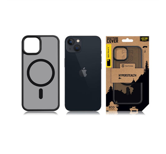 Apple iPhone 13, Műanyag hátlap védőtok + szilikon keret, közepesen ütésálló, Magsafe kompatibilis, Tactical MagForce Hyperstealth, áttetsző/szürke – iPhone 13/14 tok a Tactical kínálatából | Domshop