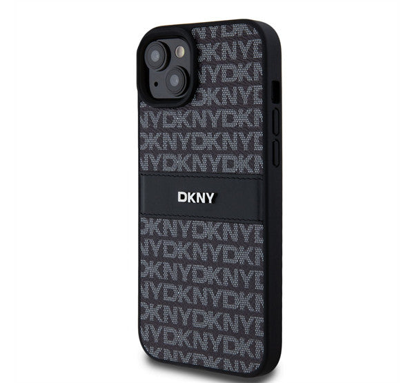 DKNY PU Leather Repeat Pattern Tonal Stripe Apple iPhone 15 Plus hátlap tok, fekete – iPhone 15 Plus tok a Tech Protect kínálatából | Domshop