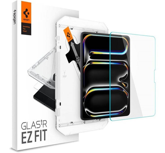 Apple iPad Pro 13 (2024), Kijelzővédő fólia, ütésálló fólia, Tempered Glass (edzett üveg), Spigen Ez Fit, Clear – iPad Pro 13" (2024) fólia a Spigen kínálatából | Domshop