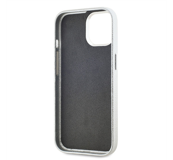 Karl Lagerfeld Grained PU Hotel RSG iPhone 15 hátlap tok, ezüst – iPhone 15 tok a Karl Lagerfeld kínálatából | Domshop