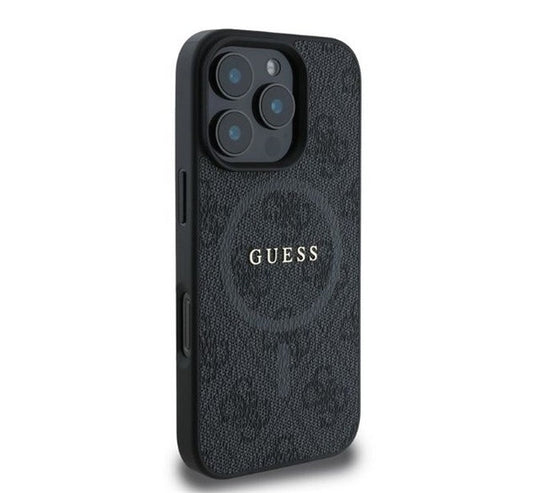 Guess 4G Ring Classic Logo Apple iPhone 16 Pro hátlap tok, fekete – iPhone 16 Pro tok a Guess kínálatából | Domshop