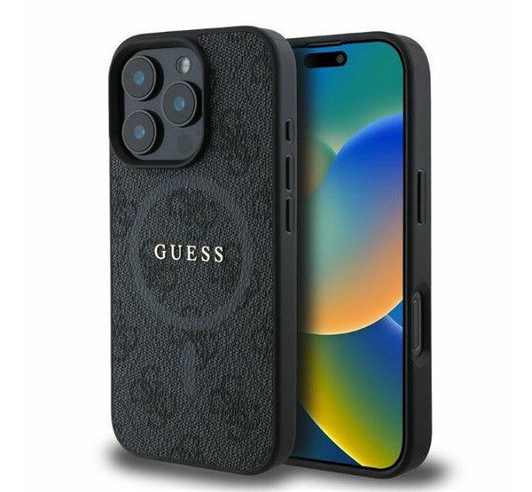 Guess 4G Ring Classic Logo Apple iPhone 16 Pro hátlap tok, fekete – iPhone 16 Pro tok a Guess kínálatából | Domshop