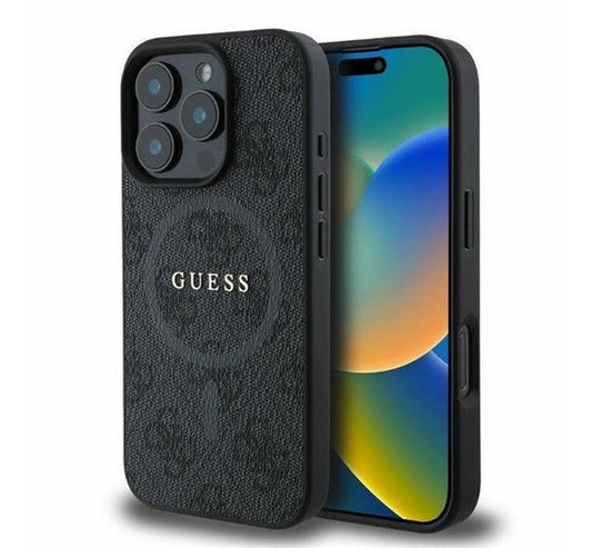 Guess 4G Ring Classic Logo Apple iPhone 16 Pro hátlap tok, fekete – iPhone 16 Pro tok a Guess kínálatából | Domshop