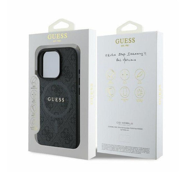 Guess 4G Ring Classic Logo Apple iPhone 16 Pro hátlap tok, fekete – iPhone 16 Pro tok a Guess kínálatából | Domshop