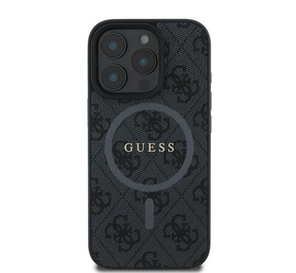 Guess 4G Ring Classic Logo Apple iPhone 16 Pro hátlap tok, fekete – iPhone 16 Pro tok a Guess kínálatából | Domshop