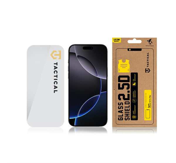 Apple iPhone 16 Pro Max / 17 Pro Max, Kijelzővédő fólia, ütésálló fólia (az íves részre NEM hajlik rá!), Tempered Glass (edzett üveg), Tactical Glass Shield 2.5D, Clear