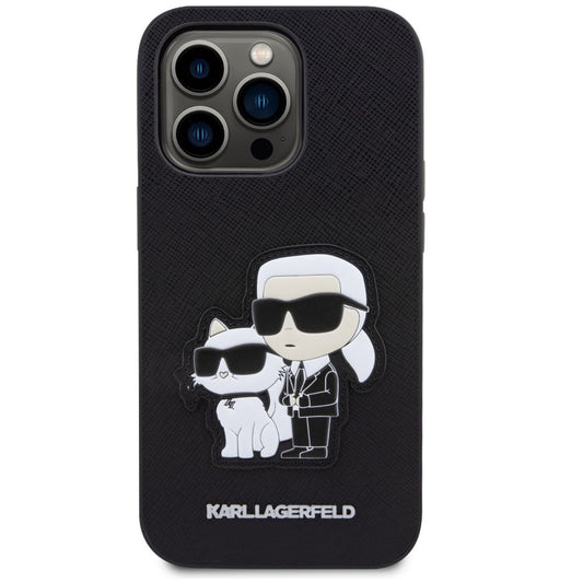 Karl Lagerfeld PU Saffiano Karl and Choupette iPhone 16 Pro tok, fekete
