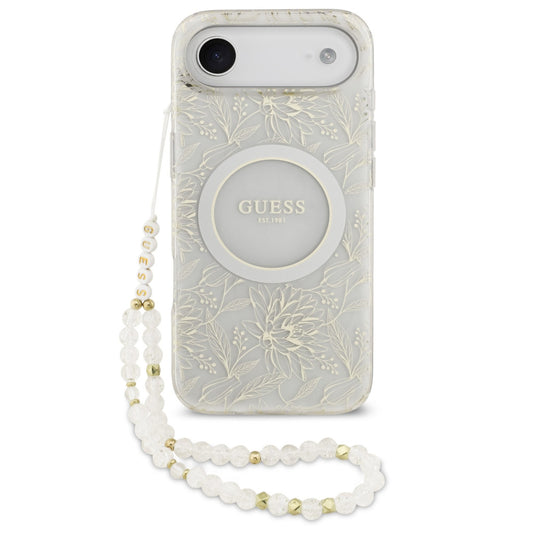 Guess IML Flowers Allover Strap Apple iPhone Air (2025) MagSafe hátlap tok, fehér