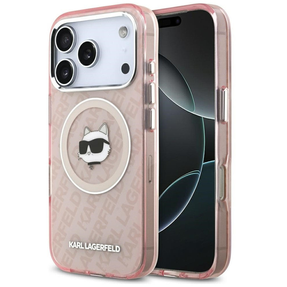 Karl Lagerfeld IML Choupette Head Logo iPhone 17 Pro Max MagSafe kompatibilis hátlap tok, rózsaszín
