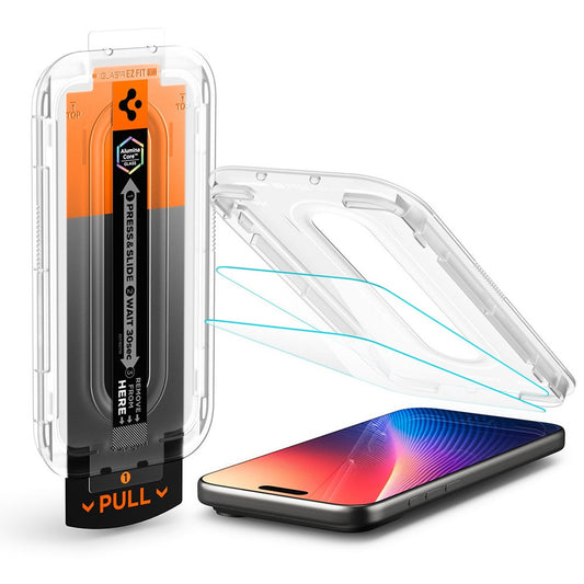 Spigen Glas.tR EZ Fit Pro HD Apple iPhone 16 Pro / 17 / 17 Pro tempered kijelzővédő fólia felhelyező kerettel (1db)