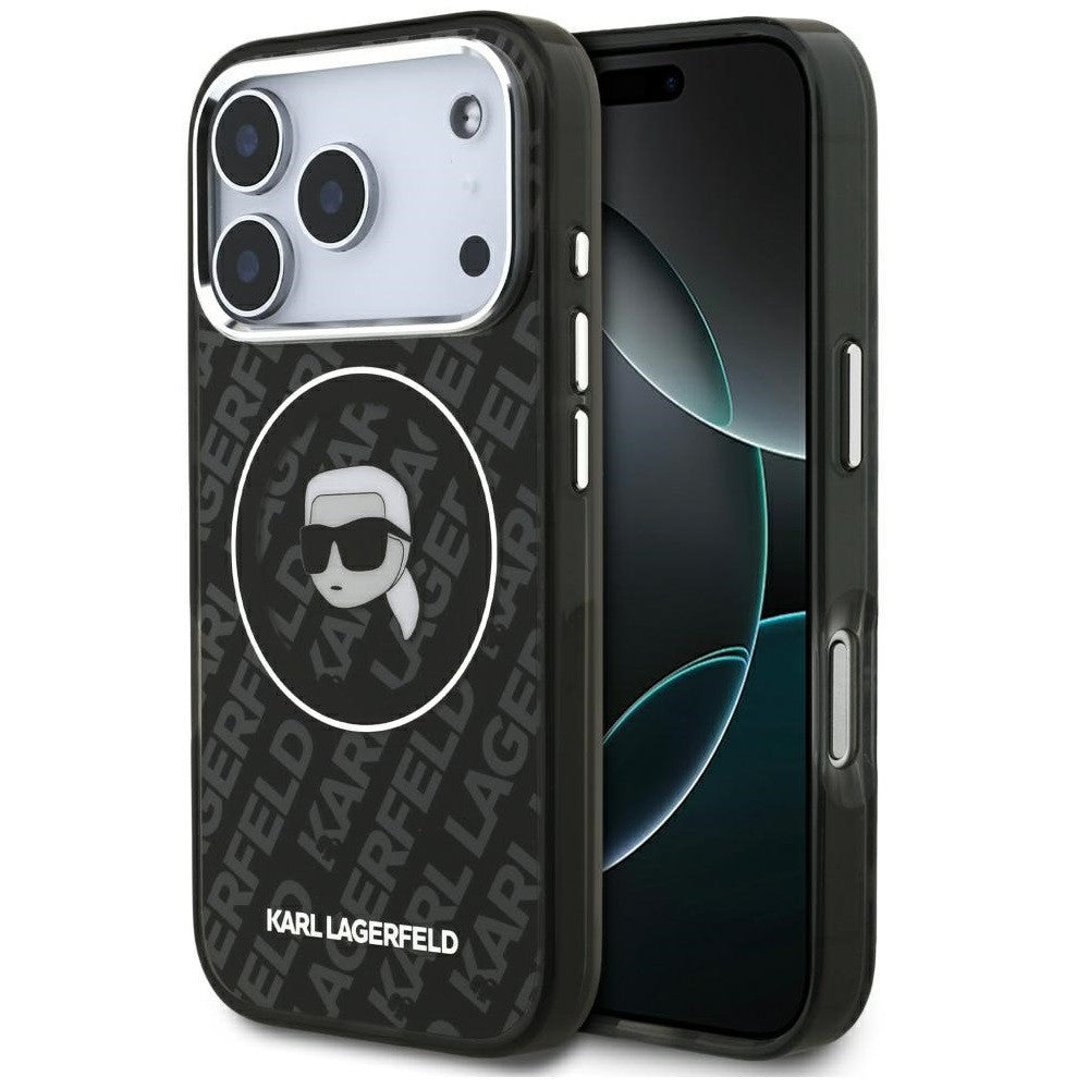 Karl Lagerfeld IML Karl Head Logo iPhone 17 Pro Max MagSafe kompatibilis hátlap tok, fekete