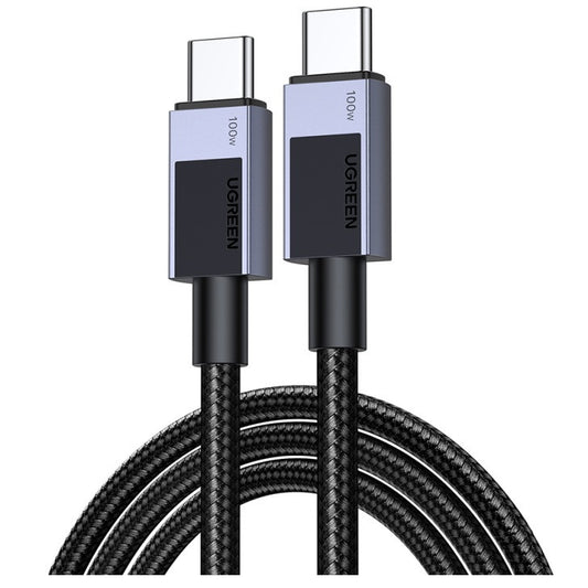 Ugreen L512 USB-C-USB-C töltő- és adatkábel, fonott, 5A, 100W, 3m, szürke