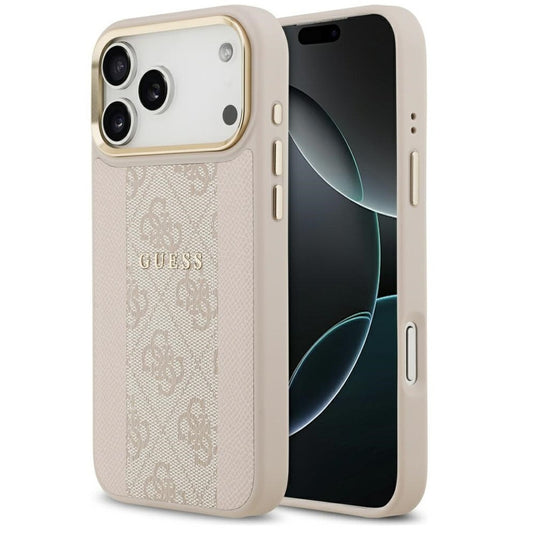 Guess 4G Stripe Apple iPhone 17 Pro Max MagSafe tok kameravédő kerettel, rózsaszín-arany