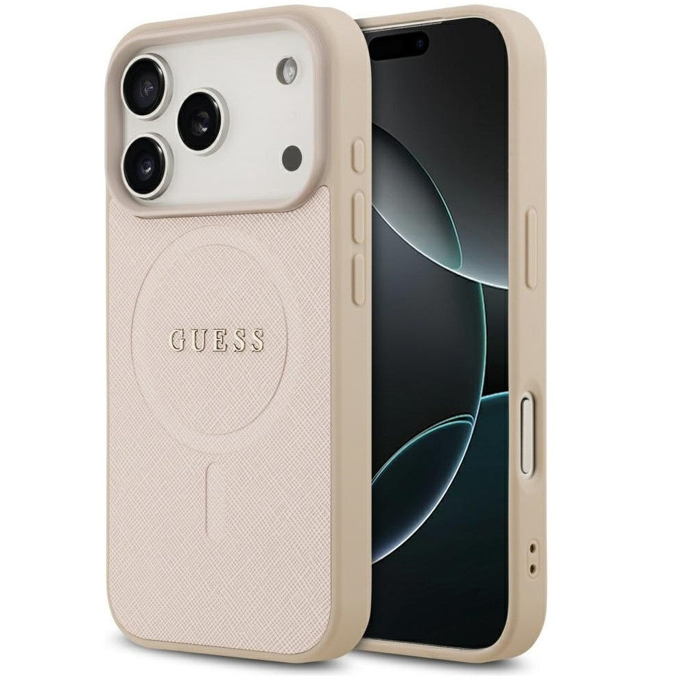 Guess Saffiano Classic Logo Apple iPhone 17 Pro MagSafe tok, rózsaszín