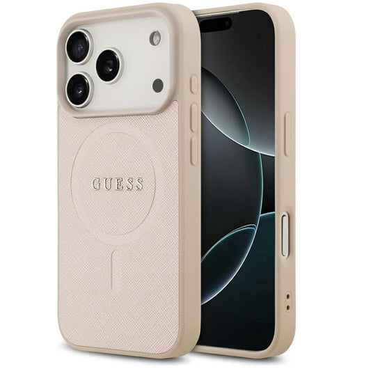 Guess Saffiano Classic Logo Apple iPhone 17 Pro MagSafe tok, rózsaszín