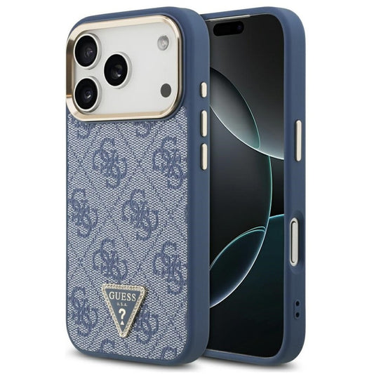 Guess 4G Triangle Logo Apple iPhone 17 Pro MagSafe tok kameravédő peremmel, kék-arany