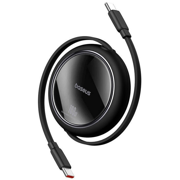 Baseus Free2Draw Mini USB-C töltő-és adatkábel, kihúzható, automata behúzó funkcióval, 100W, 1m, fekete
