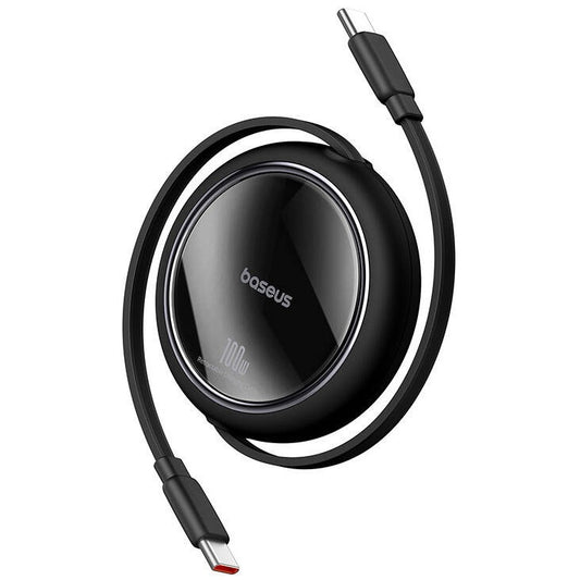 Baseus Free2Draw Mini USB-C töltő-és adatkábel, kihúzható, automata behúzó funkcióval, 100W, 1m, fekete