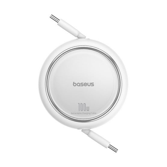 Baseus Free2Draw Mini USB-C töltő-és adatkábel, kihúzható, automata behúzó funkcióval, 100W, 1m, fehér