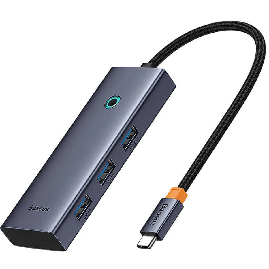 Baseus UltraJoy Series 5in1 USB-C HUB elosztó adapter, szürke (HDMI 4K@30Hz + 3x USB 3.0 + 1x PD)