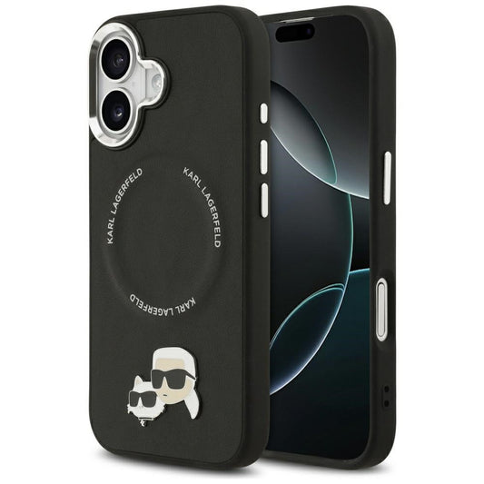 Karl Lagerfeld Karl & Choupette Pins Apple iPhone 17 MagSafe kompatibilis hátlap tok, fekete