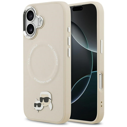 Karl Lagerfeld Karl & Choupette Pins Apple iPhone 17 MagSafe kompatibilis hátlap tok, bézs