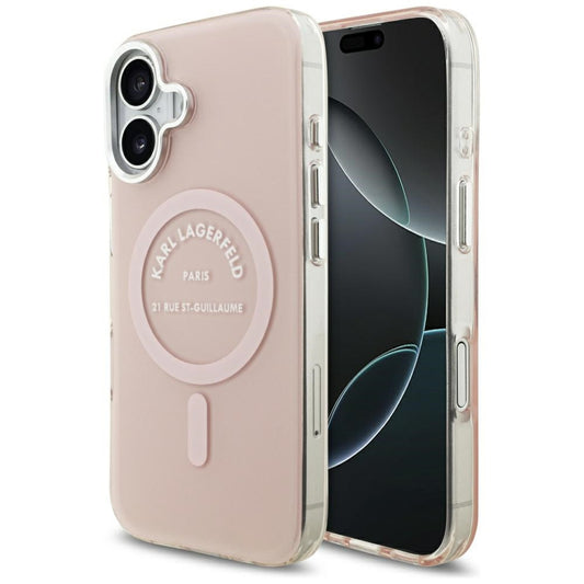 Karl Lagerfeld Liquid Glitter Choupette Logo Apple iPhone 17 MagSafe kompatibilis hátlap tok, csillámos, rózsaszín