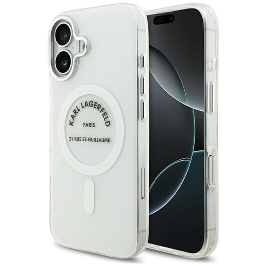 Karl Lagerfeld Liquid Glitter Choupette Logo Apple iPhone 17 MagSafe kompatibilis hátlap tok, csillámos, átlátszó
