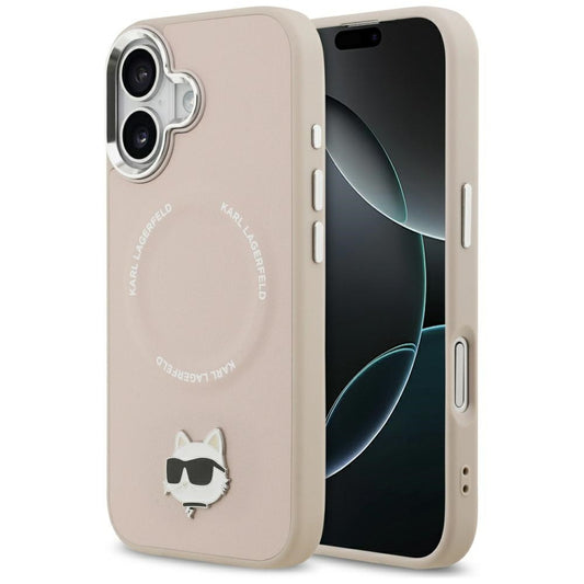 Karl Lagerfeld Choupette Pin Apple iPhone 17 MagSafe kompatibilis hátlap tok, rózsaszín