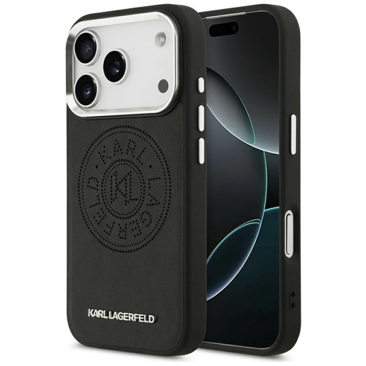 Karl Lagerfeld Point & Metal Logo Apple iPhone 17 Pro MagSafe kompatibilis hátlap tok, fekete