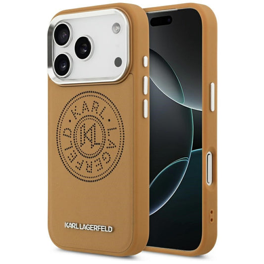 Karl Lagerfeld Point & Metal Logo Apple iPhone 17 Pro Max MagSafe kompatibilis hátlap tok, barna