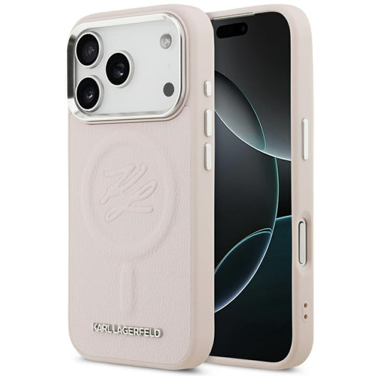 Karl Lagerfeld Initial & Metal Logo Apple iPhone 17 Pro Max MagSafe kompatibilis hátlap tok, rózsaszín