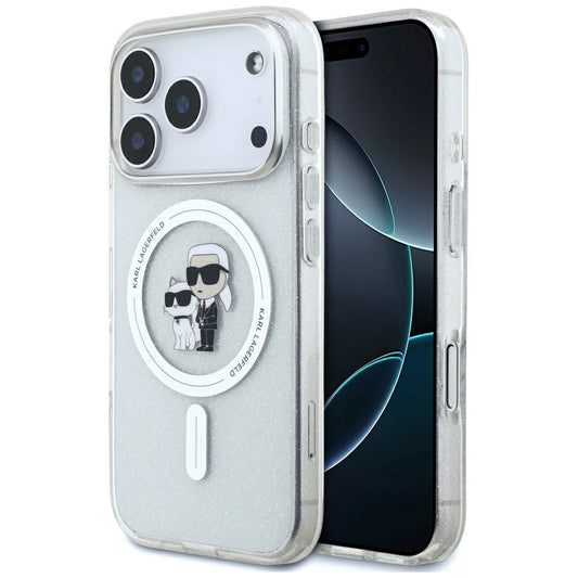 Karl Lagerfeld IML Karl Choupette Glitter Apple iPhone 17 Pro Max MagSafe kompatibilis hátlap tok, csillámos, átlátszó