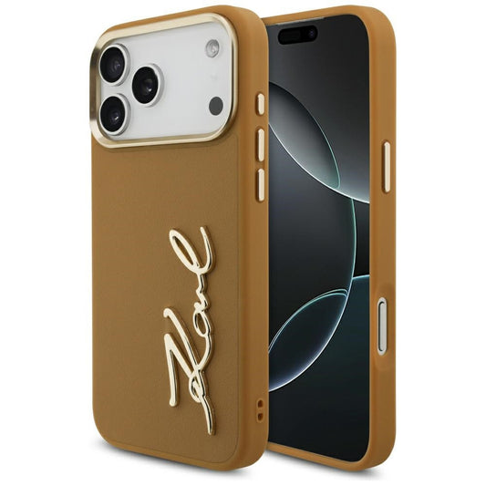 Karl Lagerfeld Karl Script Logo Apple iPhone 17 Pro Max hátlap tok, barna