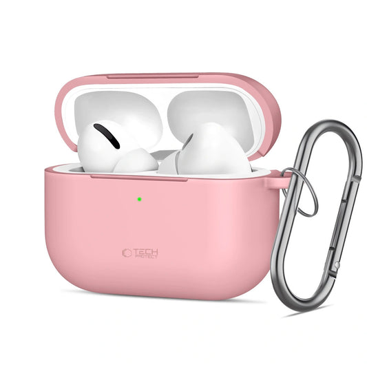 Tech-Protect AirPods Pro 3 szilikon tok, karabinerrel, rózsaszín