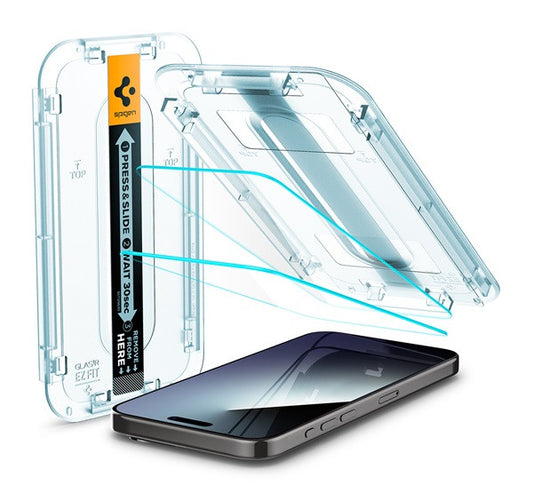 Spigen Glas.tR EZ Fit Apple iPhone 15 Pro Max Tempered kijelzővédő fólia felhelyező kerettel (2db) -  iPhone 15 Pro Max fólia a Domshop kínálatából