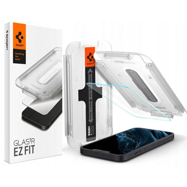 Spigen Glas.tR EZ Fit HD Apple iPhone  16e / 14 / iPhone 13 Pro / iPhone 13 Tempered kijelzővédő fólia felhelyező kerettel, fekete -  iPhone 13/13Pro/14/16e fólia a Domshop kínálatából