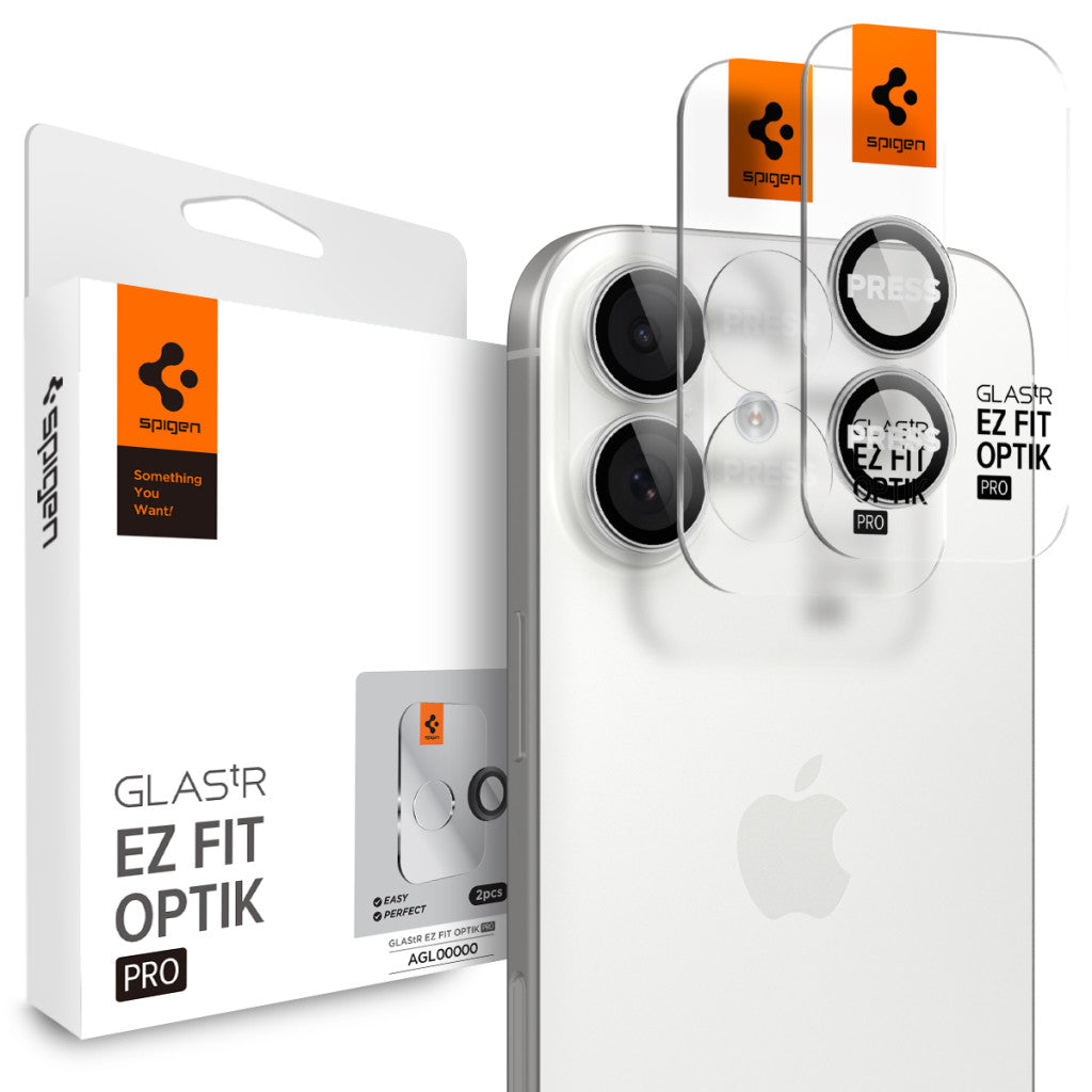 Spigen Glas.tR EZ Fit Optik Pro Apple iPhone 17 / 16 Plus / 16, Tempered kameralencse-védő fólia felhelyező kerettel, ezüst (2db) -   a Domshop kínálatából